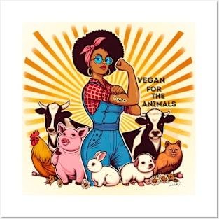 Vegan For The Animals Retro Posters and Art